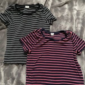 Two striped garage tees selling together